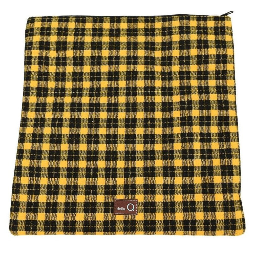 Plucky Knitter x Della Q Yellow Plaid Flannel & Canvas Zip Top Project Bag